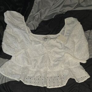 a new day White Eyelet Blouse